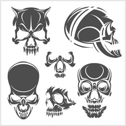 Tribal Skull Set - Dark Art Vector Image