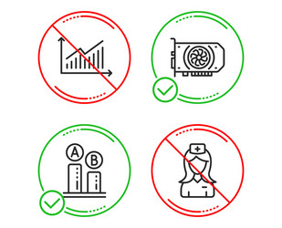 ab testing graph and gpu icons set hospital vector image