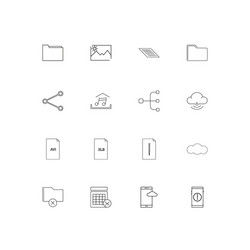 Files and folders sign linear thin icons set vector