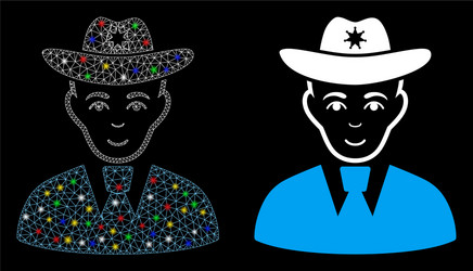 flare mesh wire frame sheriff icon with vector image
