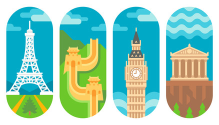 Flat design landmarks Royalty Free Vector Image