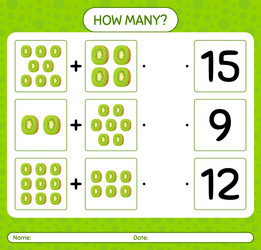 how many counting game with kiwi worksheet vector image