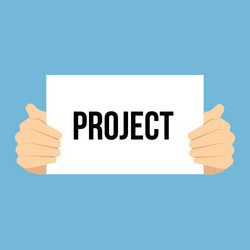 man showing paper project text vector image