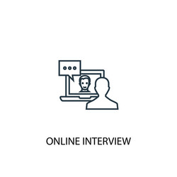 Online interview concept line icon simple element vector