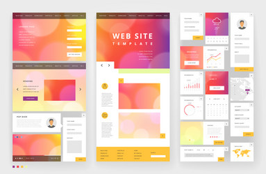 website template design with interface elements vector