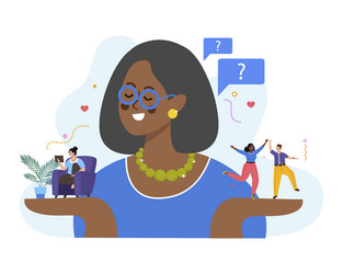 introvert and extrovert people flat composition vector image
