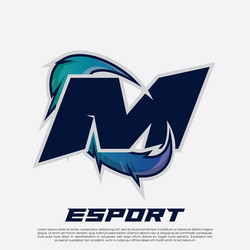 M letter esport gamer logo editable text effect vector