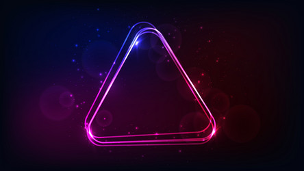neon rounded triangle frame with shining effects vector image