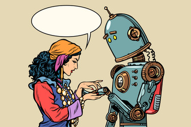 Robot Palm Reader - Retro Pop Art vector image