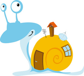 snail with mobil home vector