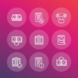 Bookkeeping line icons set accounting payroll vector