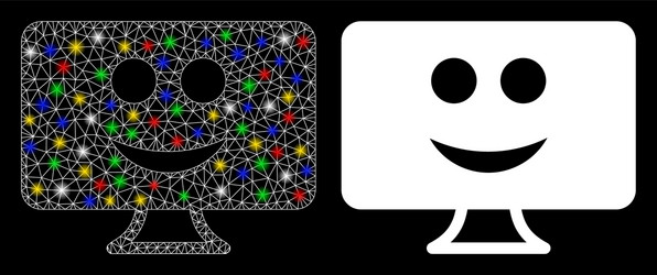 bright mesh network display smile icon with flash vector image