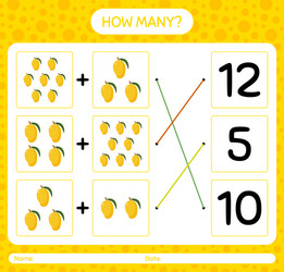 how many counting game with lemon worksheet vector image
