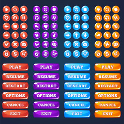Mobile Game UI Buttons & Icons vector image
