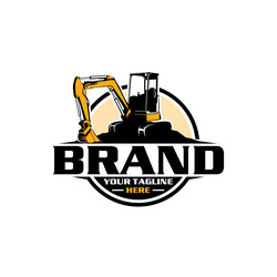 Skid Steer Excavator Logo Vector Image