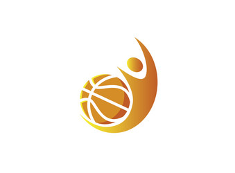 Basketball player smash and serving ball for logo vector