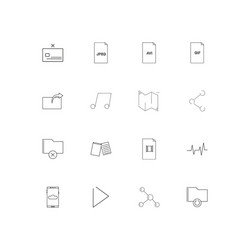 Files and folders sign linear thin icons set vector