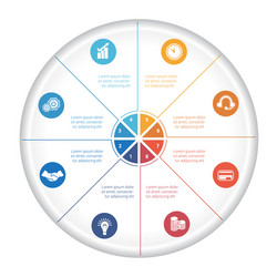 pie chart diagram data 8 options for text area vector