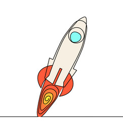 abstract color rocket as continuous line drawing vector image