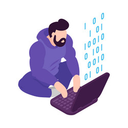 Isometric Hacker Character vector image