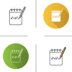 Notebook with math formula icon vector