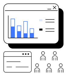 data analytics and team collaboration bar graph vector image