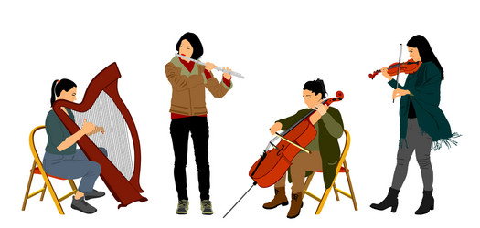 Female quartet orchestra music artist vector