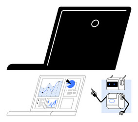 laptop with open screen displaying analytics vector image