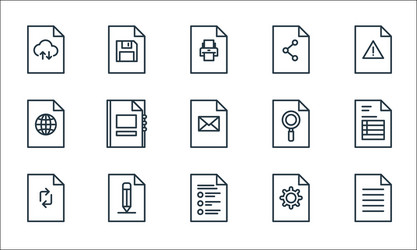 File and document outline line icons linear set vector