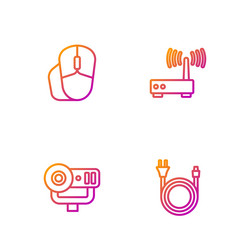 set line electric plug web camera computer mouse vector image