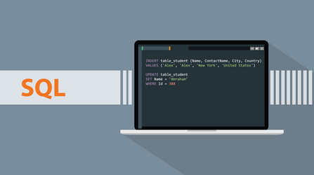 SQL Programming Code on Laptop vector image