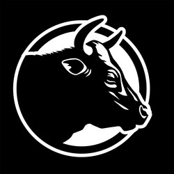 bull silhouette round shape logo on a dark Vector Image