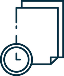 isolated data document and clock line style icon vector image
