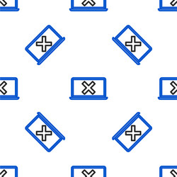 line laptop and cross mark on screen icon isolated vector image
