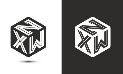 J H W Letter Logo Design With Cube Royalty Free Vector Image