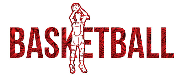 Basketball female player action with text design vector