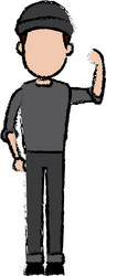 hacker character standing wear cap pose image vector image