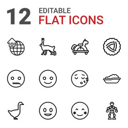 12 cute icons vector