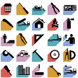 collection flat icons with long shadow vector