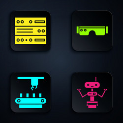 set robot server data web hosting factory vector image