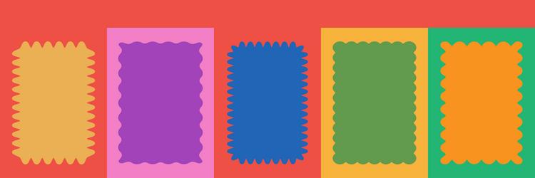 wavy scalloped color rectangular frame set vector image