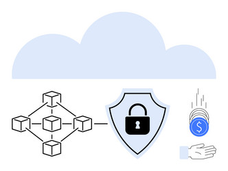cloud technology with blockchain network vector image