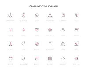 communication user interface ui icon set high vector