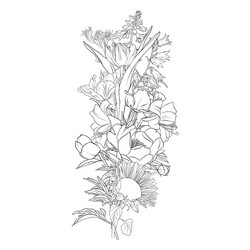 Hand drawn bunch with flowers Royalty Free Vector Image