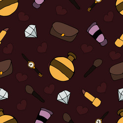 pattern with different cosmetic and objects vector image