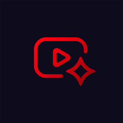 red play button with sparkle icon signifying vector image