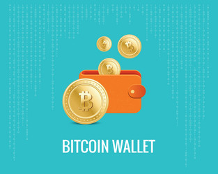 Bitcoin wallet with coin icons vector