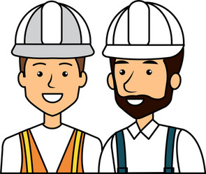 builders constructors with helmets characters vector image