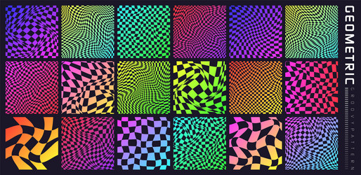 groovy checkered pattern colorful distorted tiled vector image