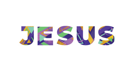 JESUS Word Art - Retro & Colorful Vector Image